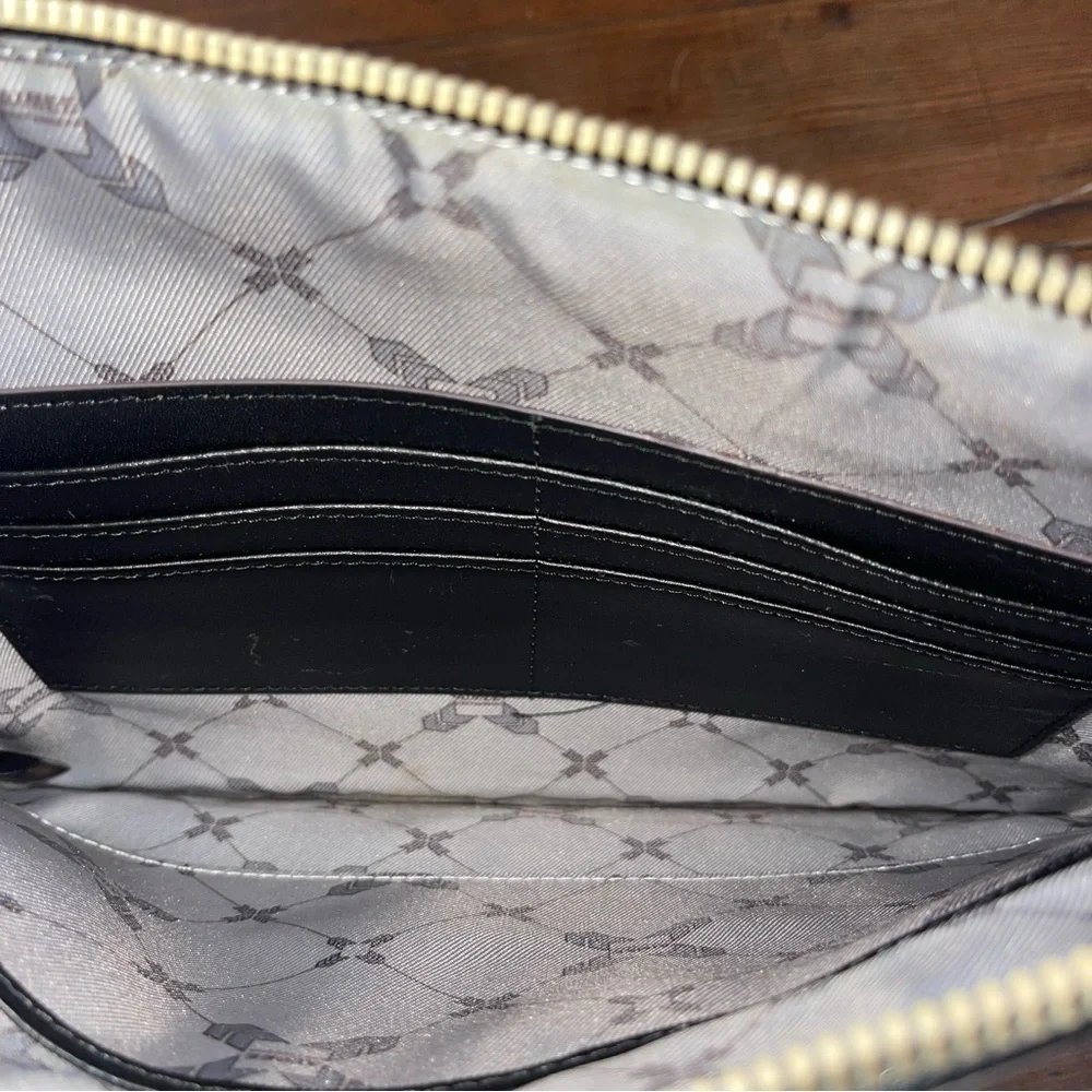 Elegant Black  Clutch with gold tone hardware